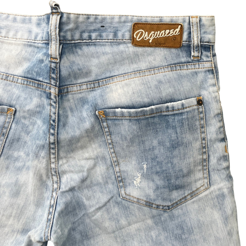 Men's Distressed Logo Shorts Blue Size L / W34