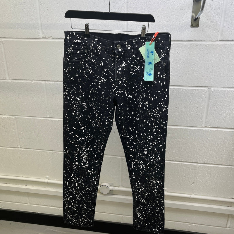 Men's Diag Outline Paint Skinny Jeans Black Size M / W32