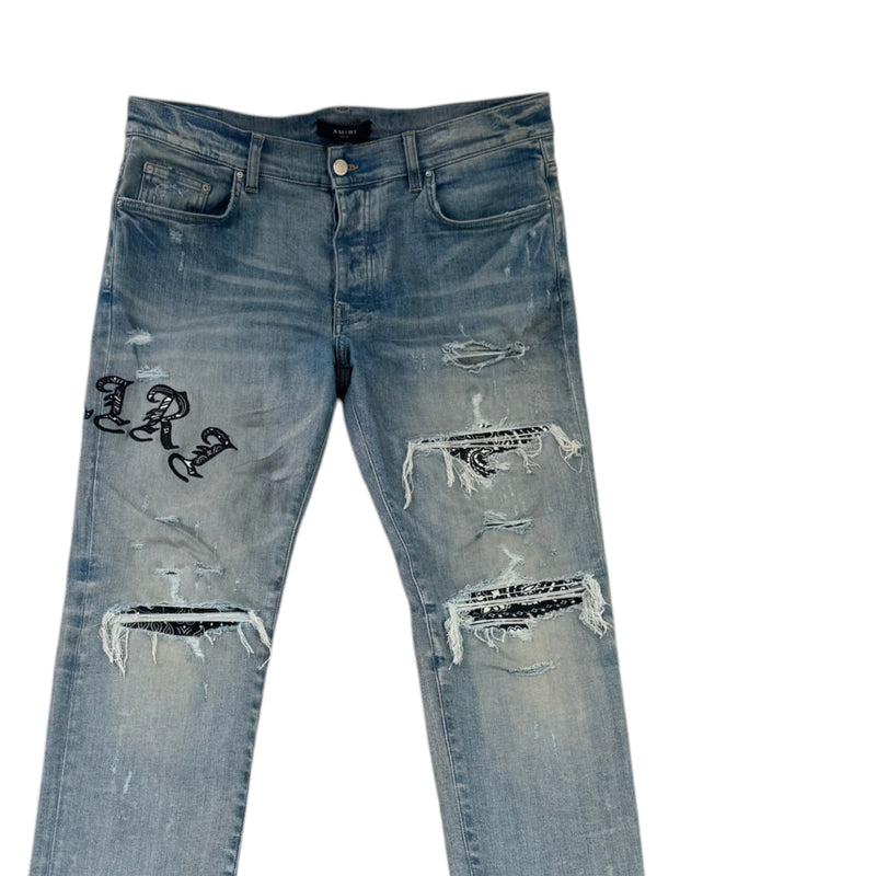 Men's Old English Logo Skinny Jeans Blue Size XL / W36