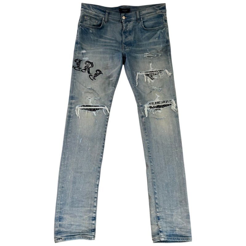 Men's Old English Logo Skinny Jeans Blue Size XL / W36