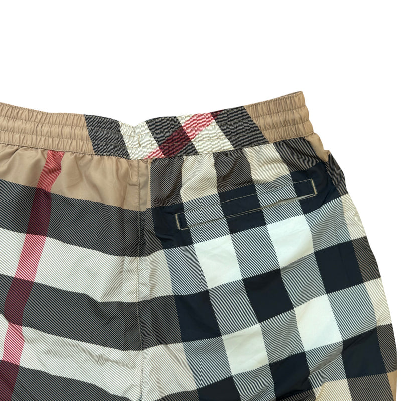 Men's Check Print Swim Shorts Beige Size M / W32