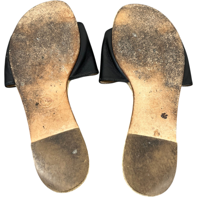 Women's Stitched Interlocking Cc Espadrille Slides Black Size EU 38 / UK 5