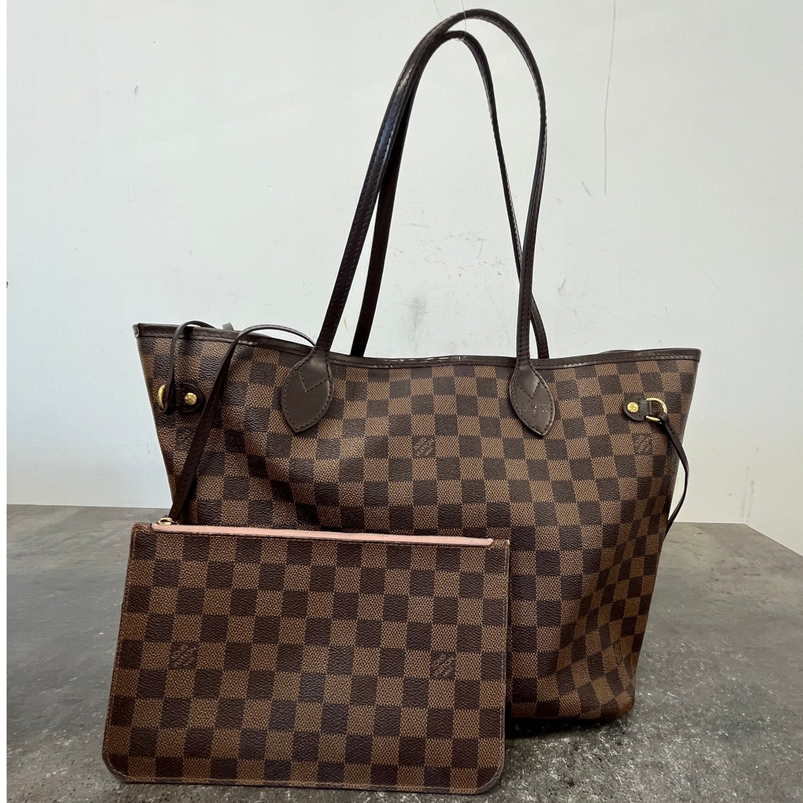 Women's Damier Ebene Neverfull MM Bag Brown - Photo 14