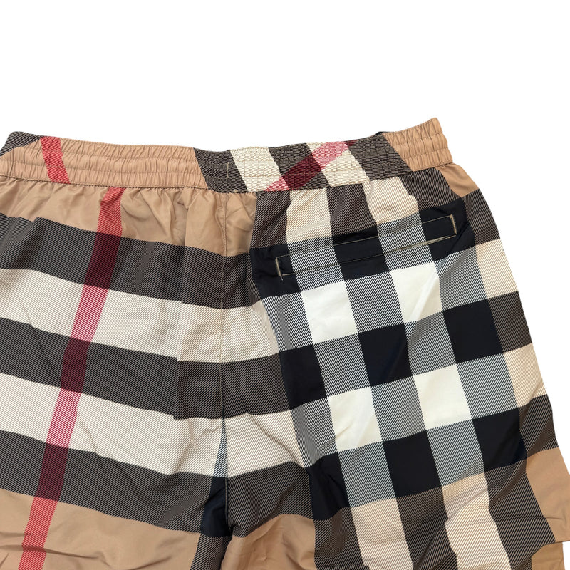 Men's Check Print Swim Shorts Beige Size XL / W36
