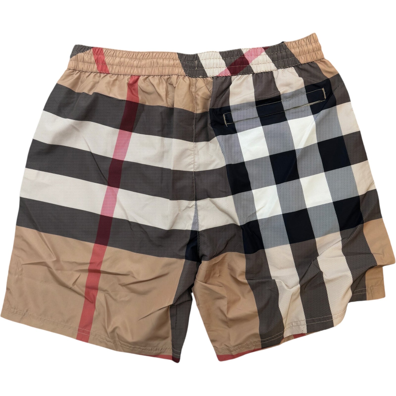 Men's Check Print Swim Shorts Beige Size XL / W36 - Photo 2