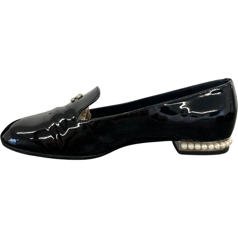 Women's Cc Faux Pearl Moccasins Loafers Black Size EU 38 / UK 5
