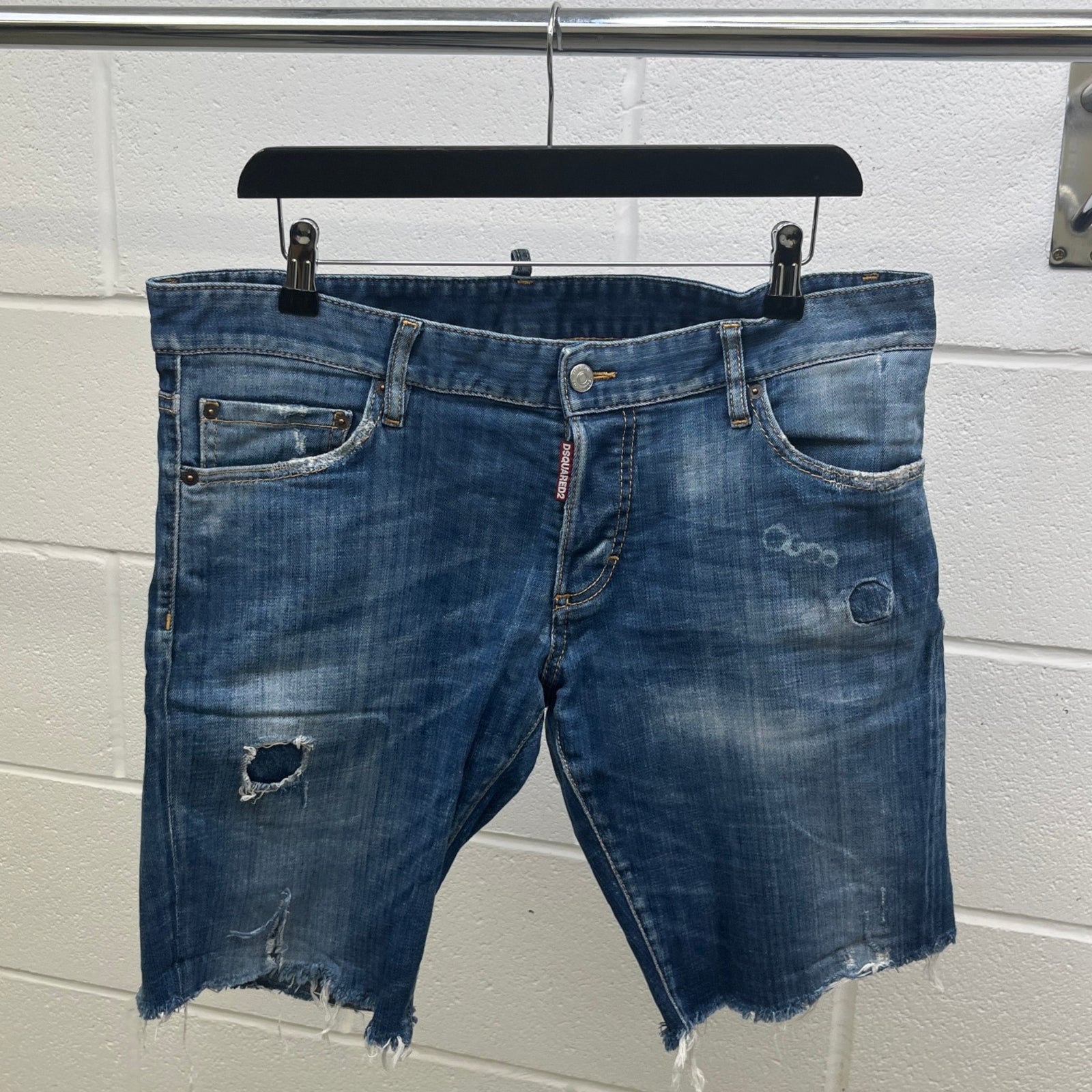 Men's Logo Distressed Shorts Blue Size XL / W36 - Photo 10
