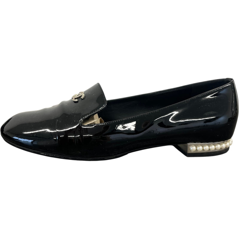 Women's Cc Faux Pearl Moccasins Loafers Black Size EU 38 / UK 5