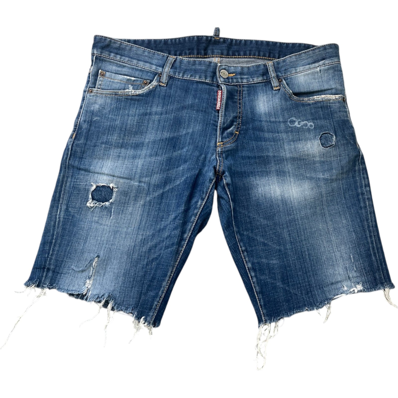 Men's Logo Distressed Shorts Blue Size XL / W36 - Photo 1