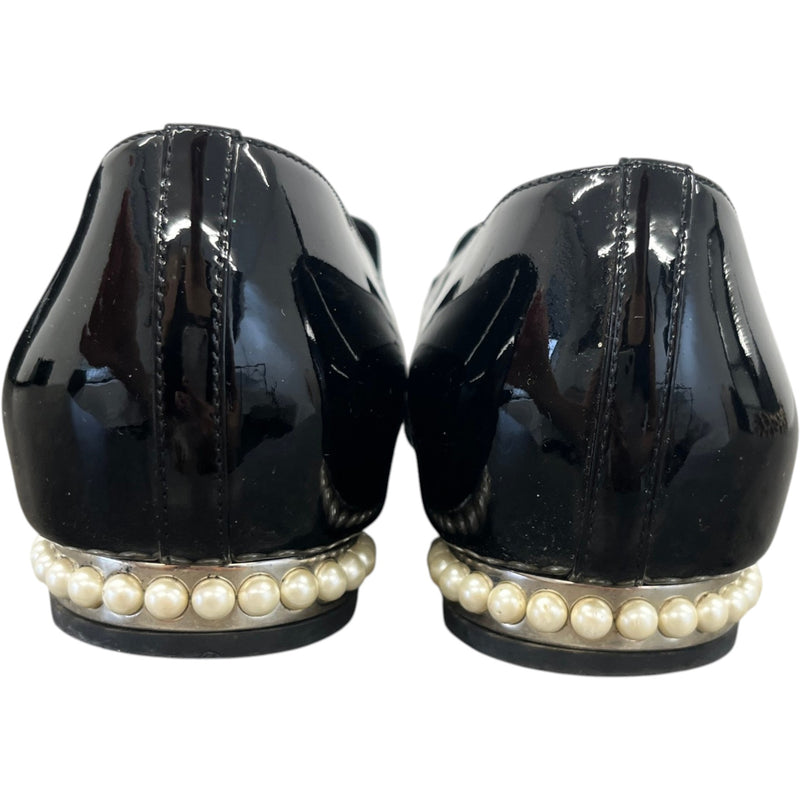 Women's Cc Faux Pearl Moccasins Loafers Black Size EU 38 / UK 5