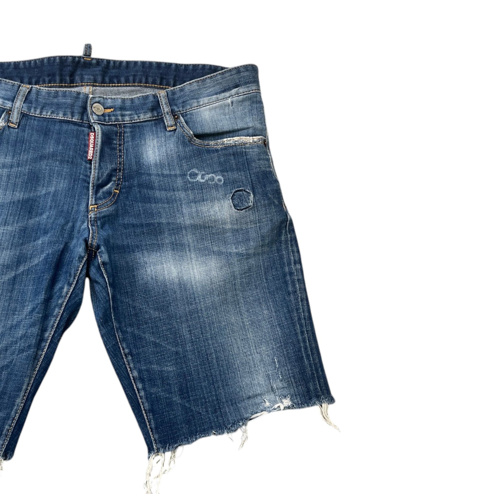 Men's Logo Distressed Shorts Blue Size XL / W36 - Photo 3