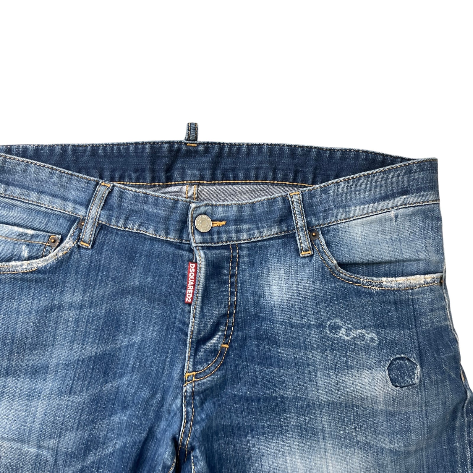 Men's Logo Distressed Shorts Blue Size XL / W36 - Photo 5