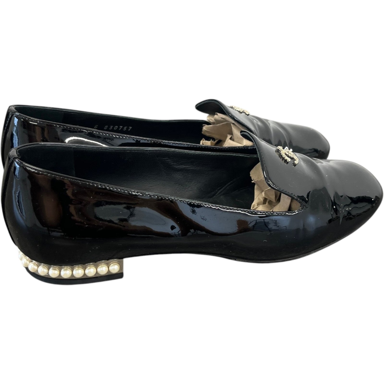 Women's Cc Faux Pearl Moccasins Loafers Black Size EU 38 / UK 5 - Photo 8
