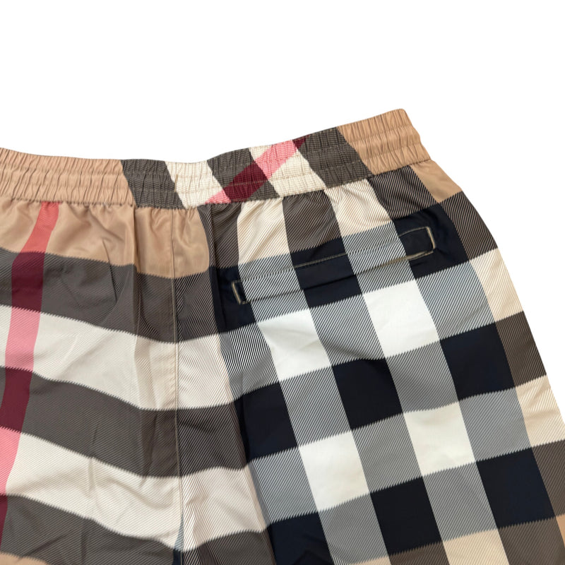 Men's Check Print Swim Shorts Beige Size L / W34