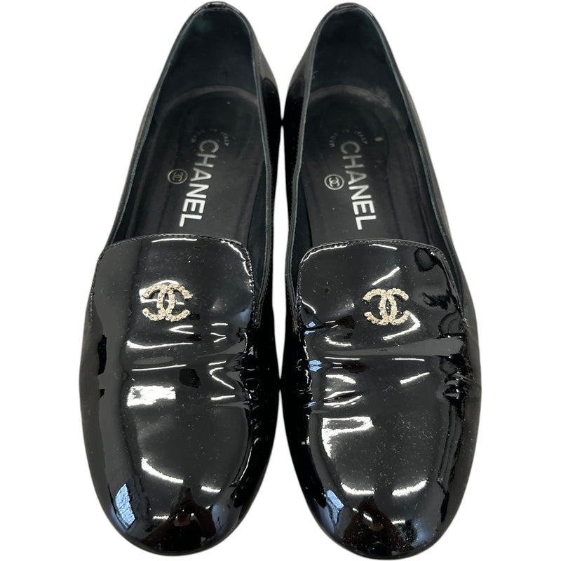 Women's Cc Faux Pearl Moccasins Loafers Black Size EU 38 / UK 5
