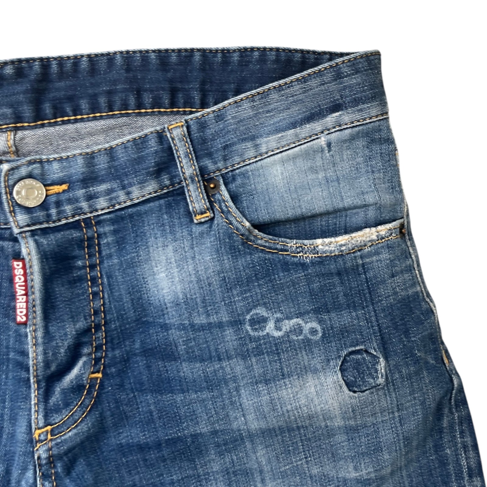 Men's Logo Distressed Shorts Blue Size XL / W36 - Photo 6