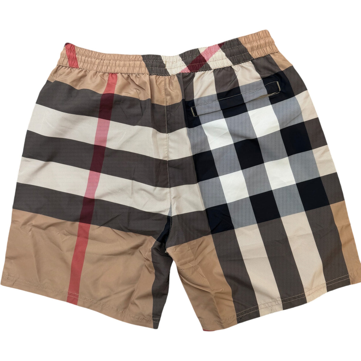 Men's Check Print Swim Shorts Beige Size L / W34 - Photo 2