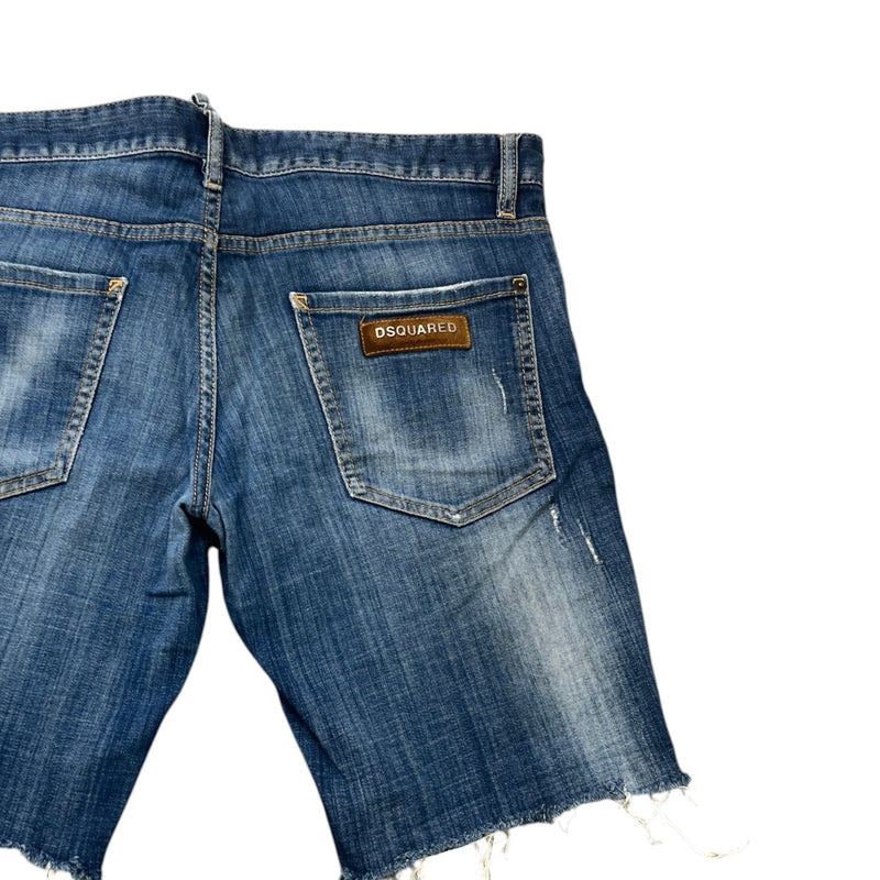 Men's Logo Distressed Shorts Blue Size XL / W36