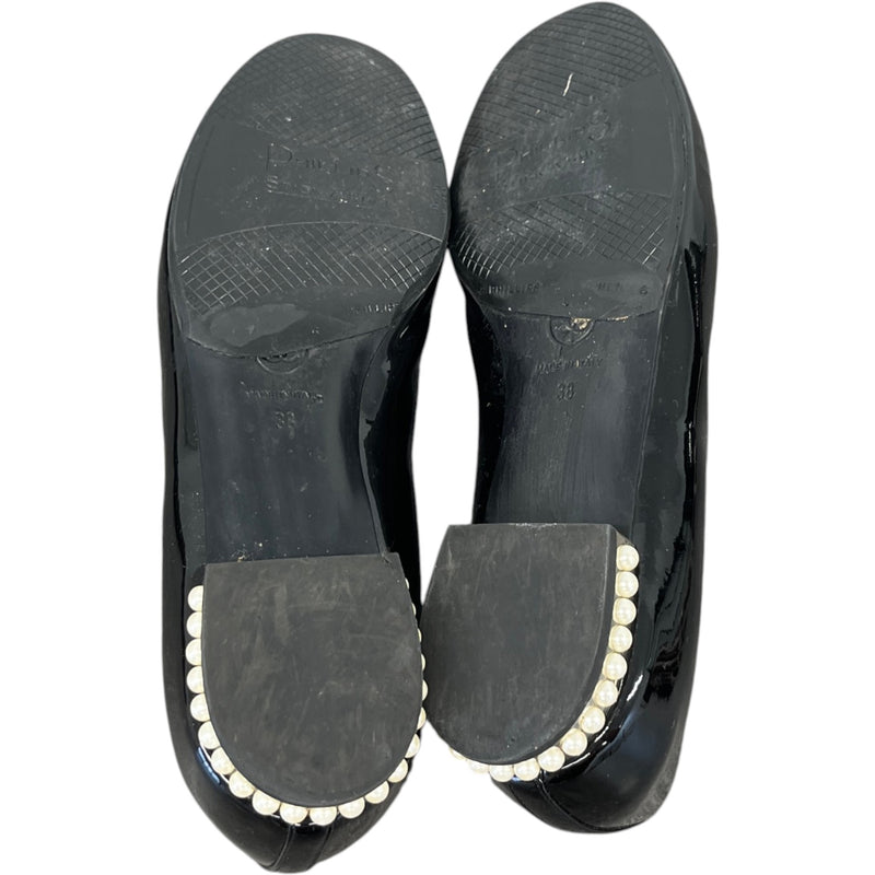 Women's Cc Faux Pearl Moccasins Loafers Black Size EU 38 / UK 5