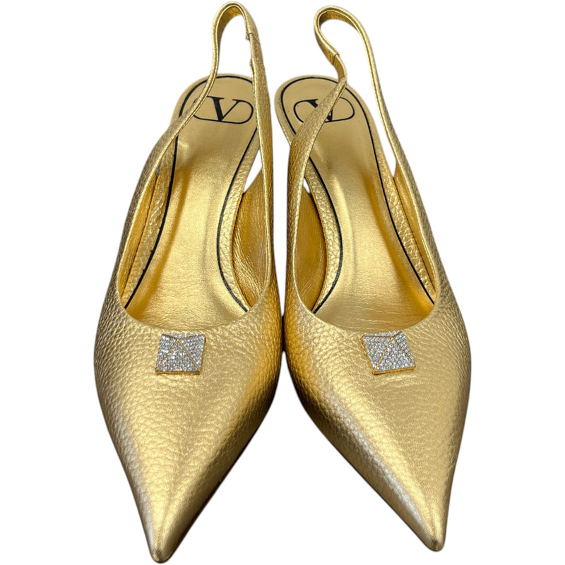 Women's One Stud Metallic Slingback Heels Gold Size EU 37.5 / UK 4.5