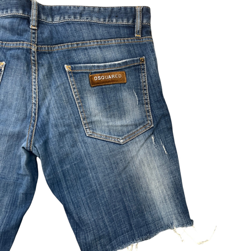 Men's Logo Distressed Shorts Blue Size XL / W36