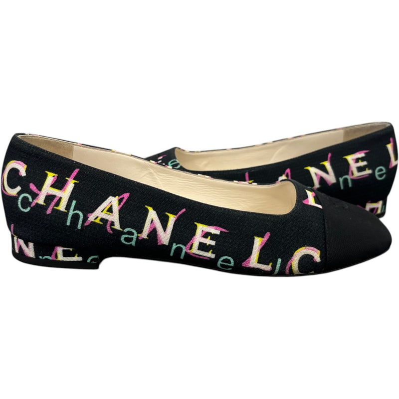 Women's Cc Coco Mark Print Ballet Flat Mules Black Size EU 38 / UK 5
