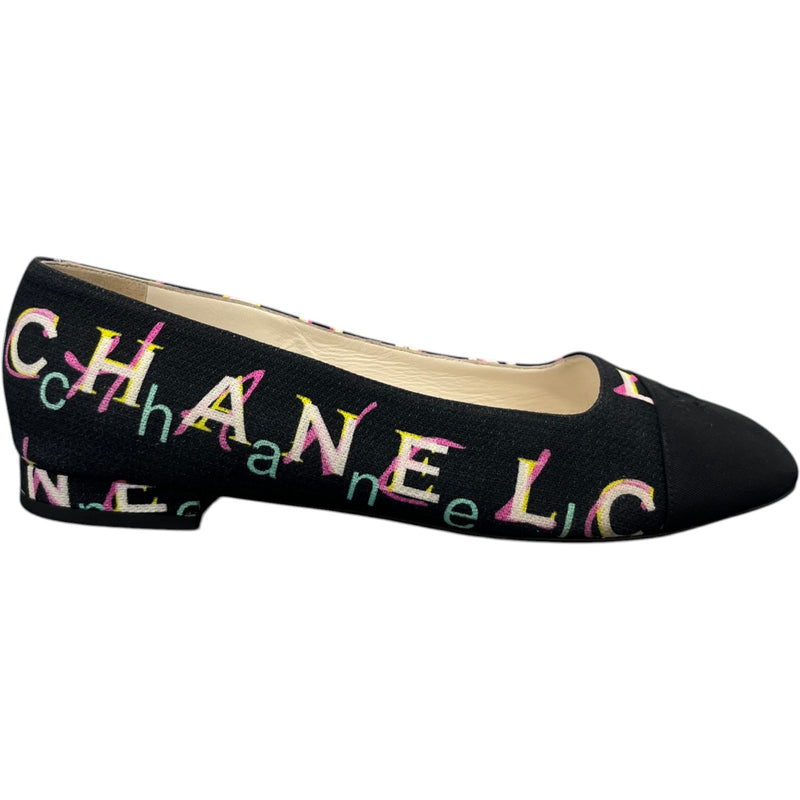 Women's Cc Coco Mark Print Ballet Flat Mules Black Size EU 38 / UK 5