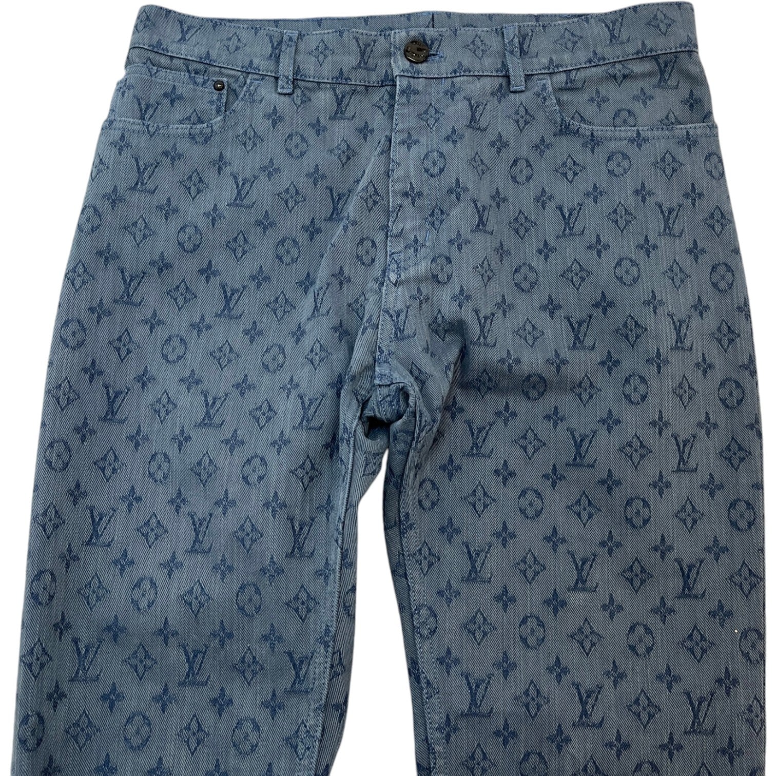 Men's Monogram Embroidered Jeans Blue Size Waist 34" - Photo 5