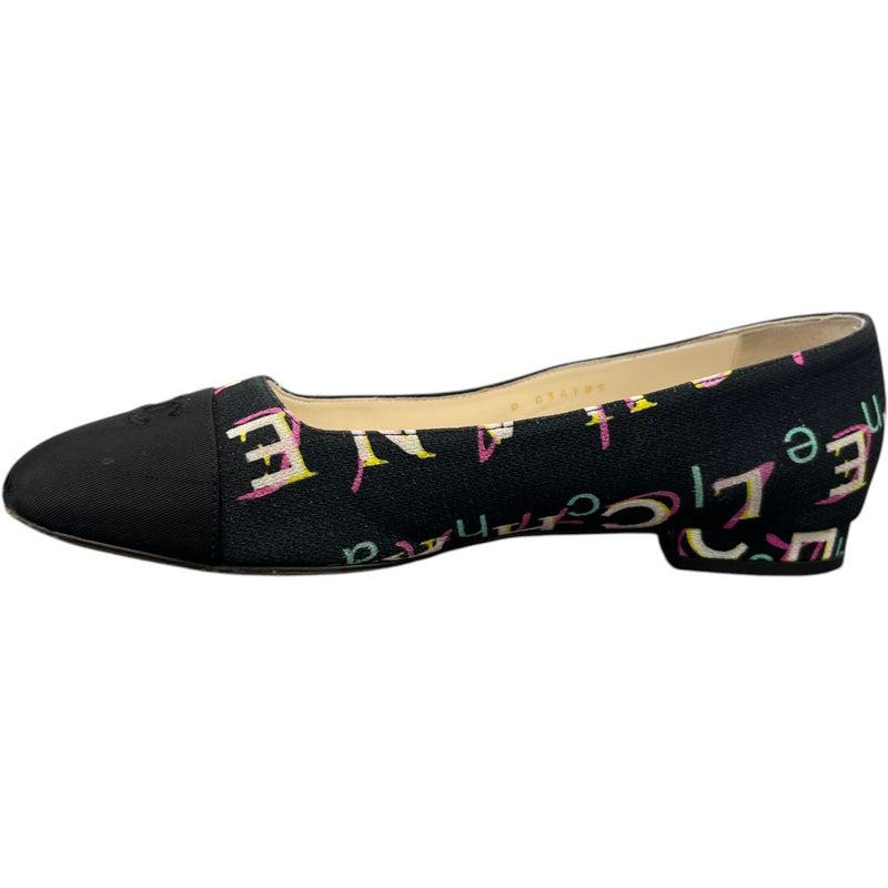 Women's Cc Coco Mark Print Ballet Flat Mules Black Size EU 38 / UK 5