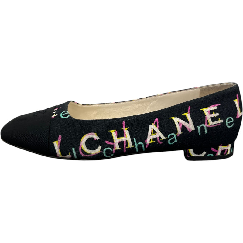 Women's Cc Coco Mark Print Ballet Flat Mules Black Size EU 38 / UK 5