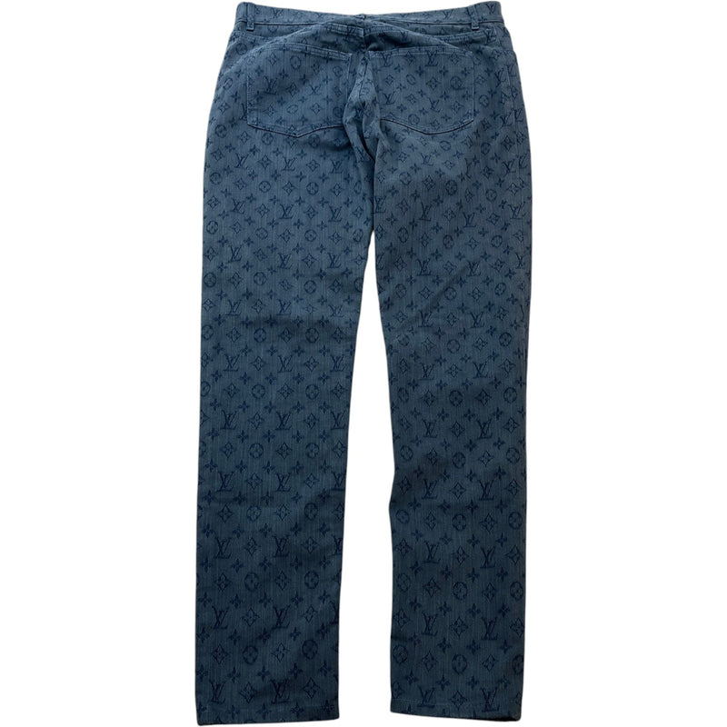 Men's Monogram Embroidered Jeans Blue Size Waist 34"
