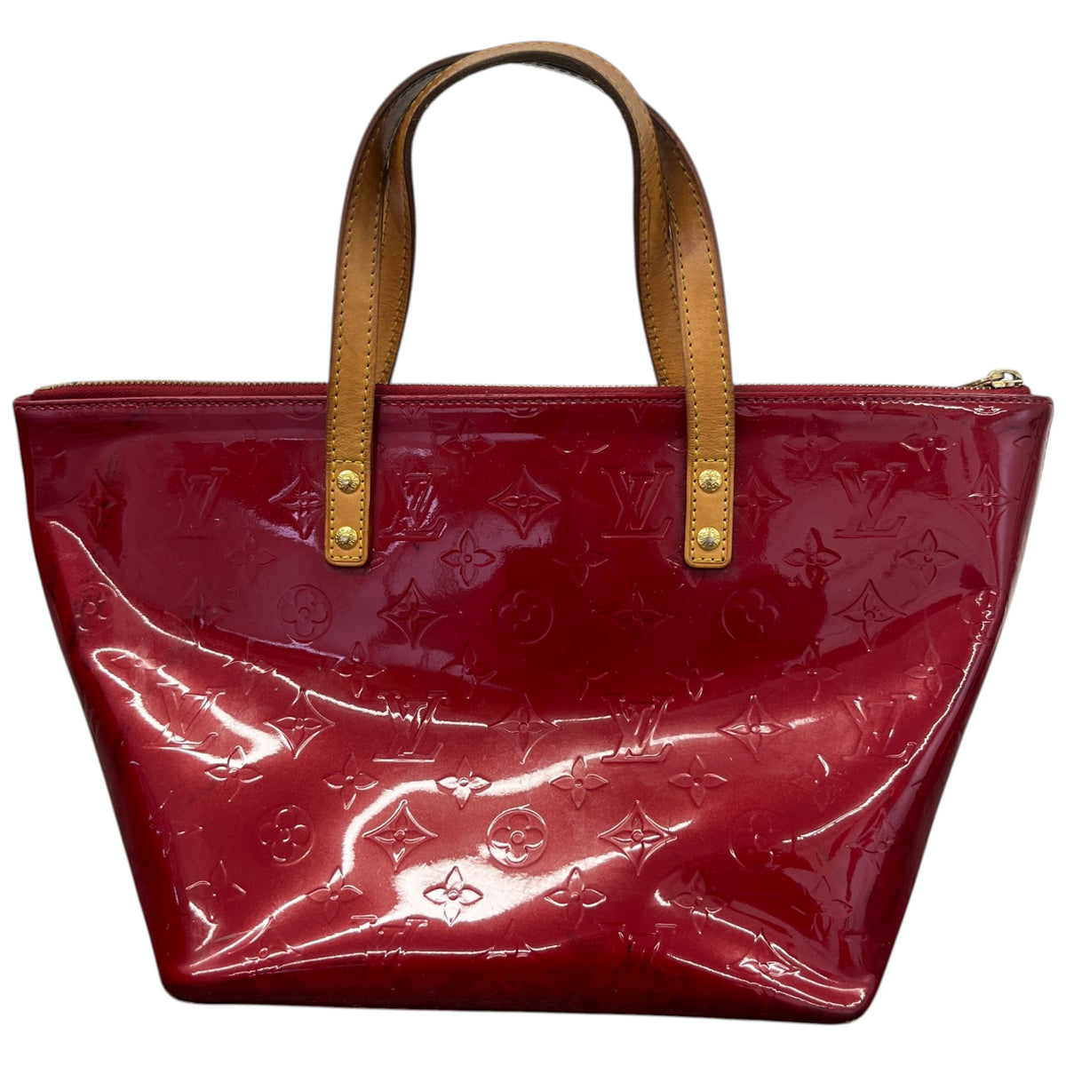 Women's Vernis Leather Bellevue PM Handbag Red - Photo 3