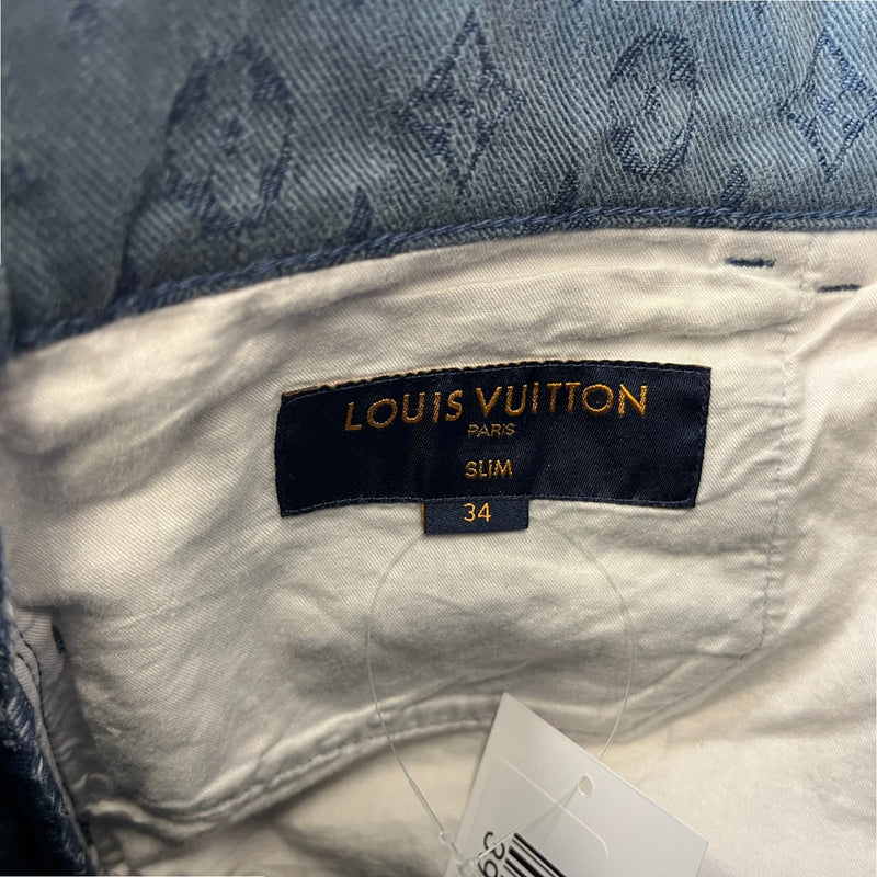 Men's Monogram Embroidered Jeans Blue Size Waist 34"