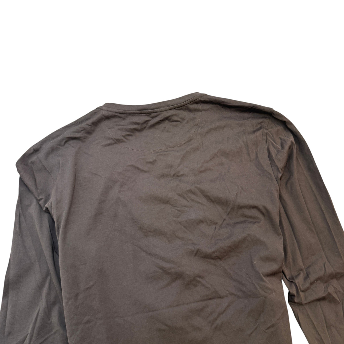 Men's Embroidered Diagonal Stripe Long Sleeve T-Shirt Brown Size XL - Photo 4