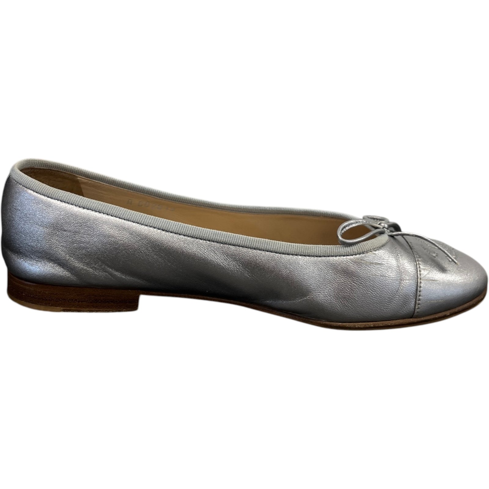 Women's Metallic Cc Cap Toe Ballet Flats Mules Silver Size EU 38.5 / UK 5.5 - Photo 4