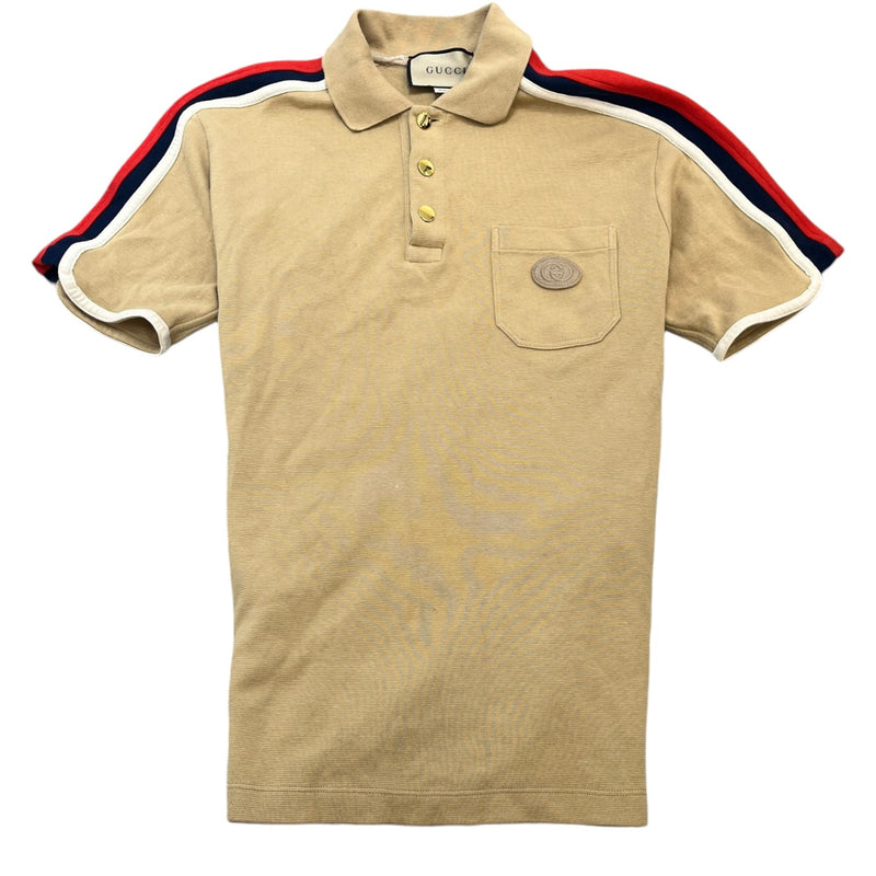 Men's Interlocking G Web Stripe Polo Shirt Yellow Size XS