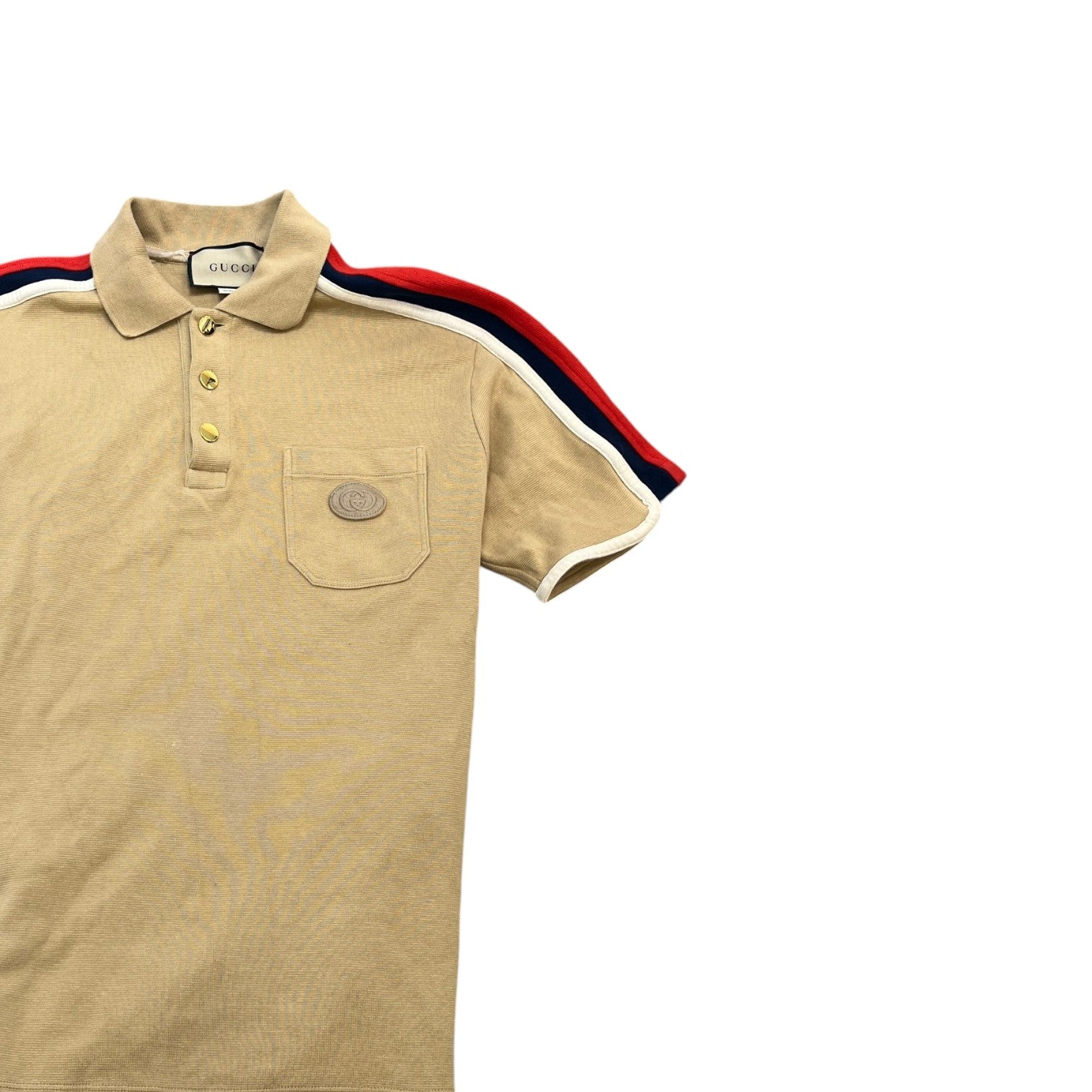 Men's Interlocking G Web Stripe Polo Shirt Yellow Size XS - Photo 3