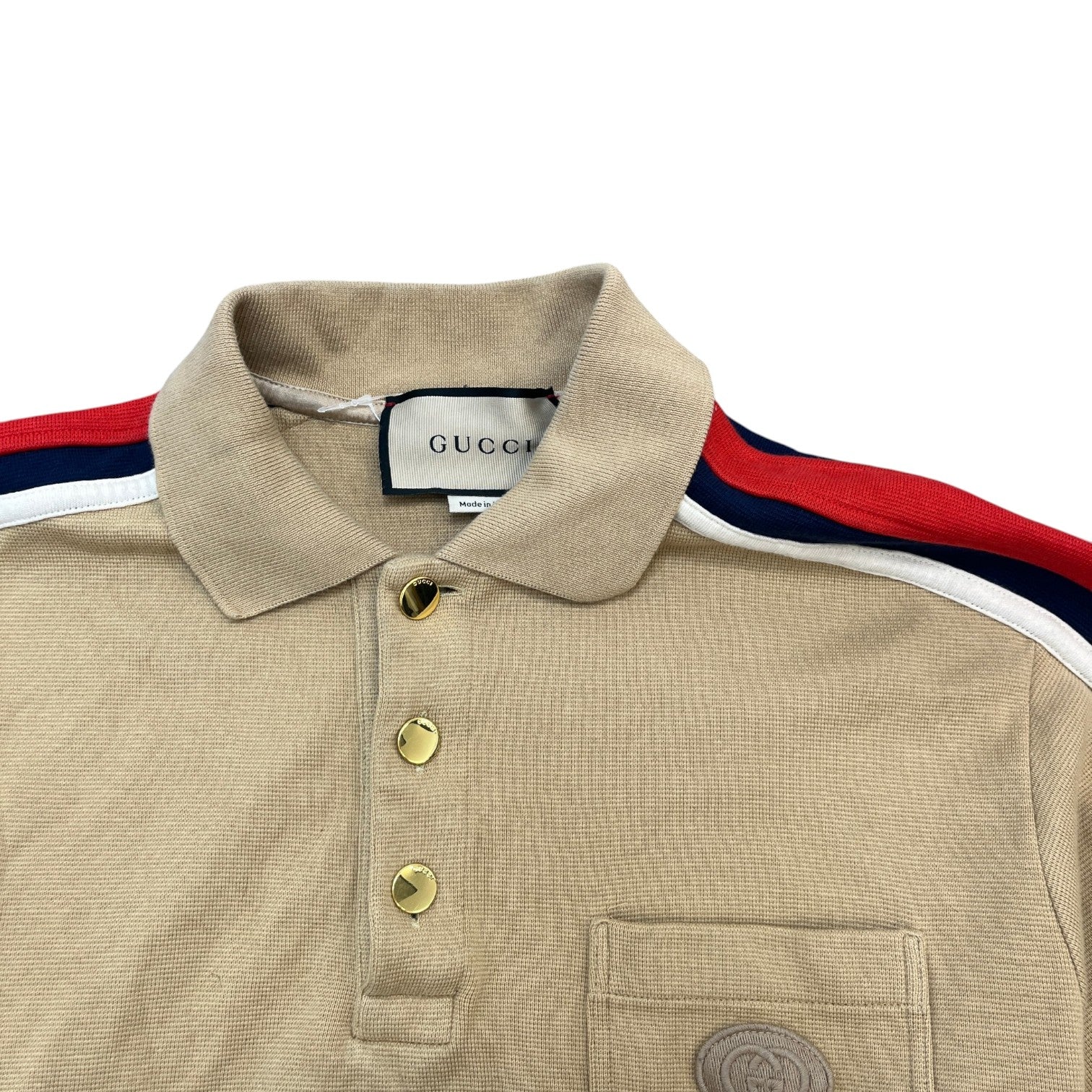 Men's Interlocking G Web Stripe Polo Shirt Yellow Size XS - Photo 5