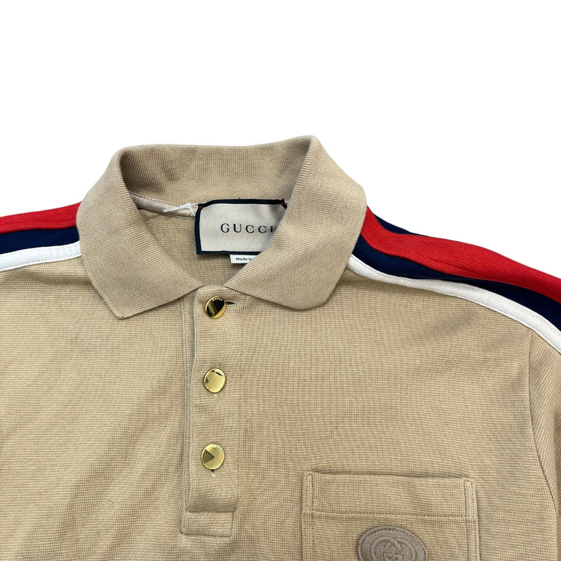 Men's Interlocking G Web Stripe Polo Shirt Yellow Size XS