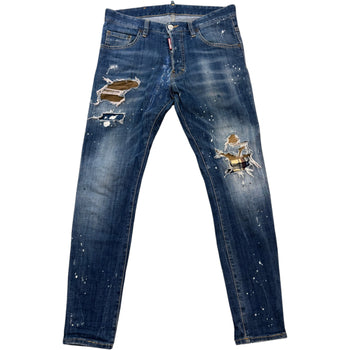 Men's Skater Distressed Jeans Blue Size S / W30