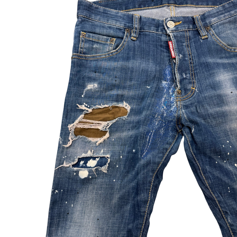 Men's Skater Distressed Jeans Blue Size S / W30