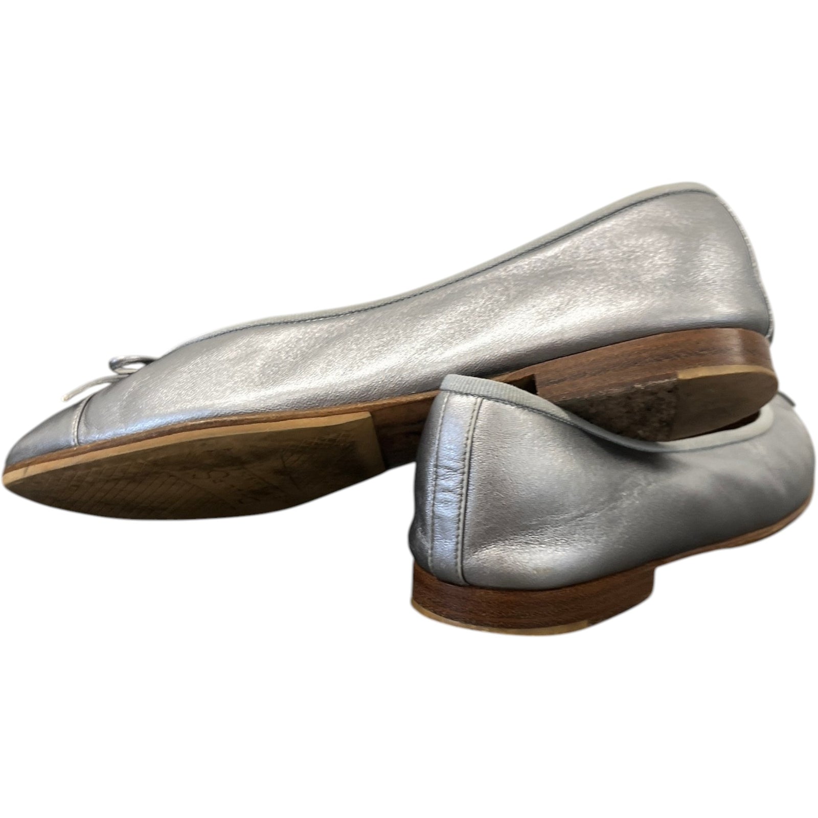 Women's Metallic Cc Cap Toe Ballet Flats Mules Silver Size EU 38.5 / UK 5.5 - Photo 10