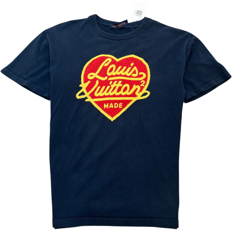 Men's X Nigo Intarsia Jacquard Heart T-Shirt Navy Size L