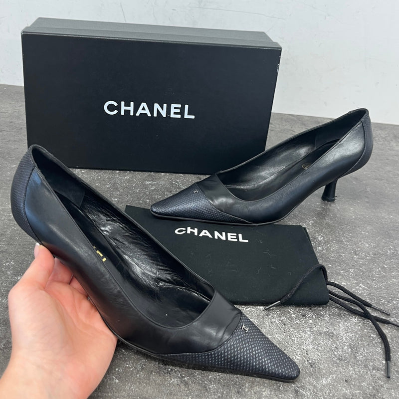 Women's Cc Snake Cap Kitten Heels Black Size EU 38 / UK 5