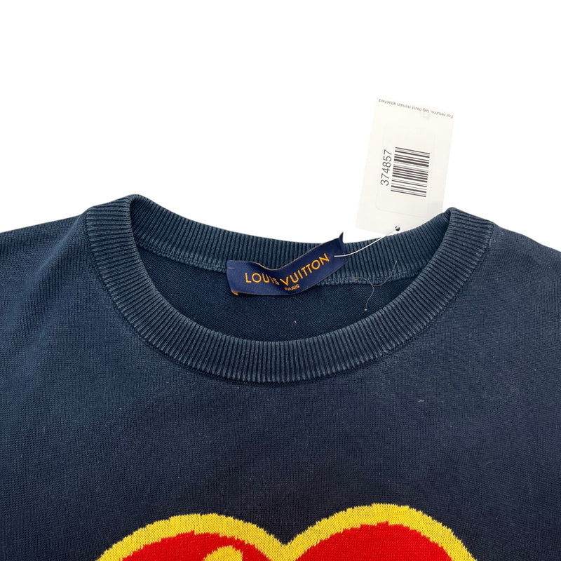 Men's X Nigo Intarsia Jacquard Heart T-Shirt Navy Size L