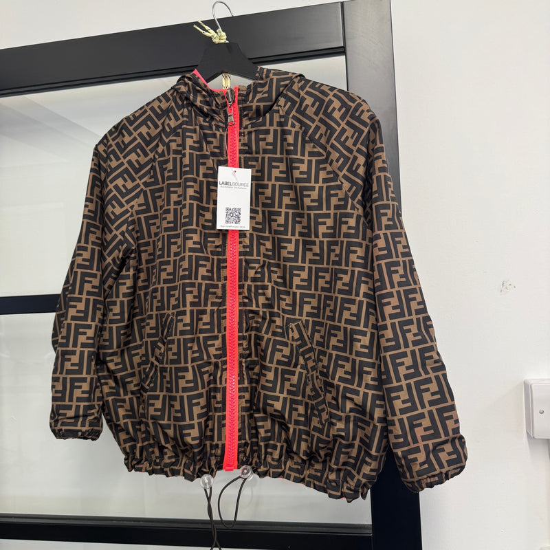 Girl's FF Motif Reversible Windbreaker Brown Size 12 years