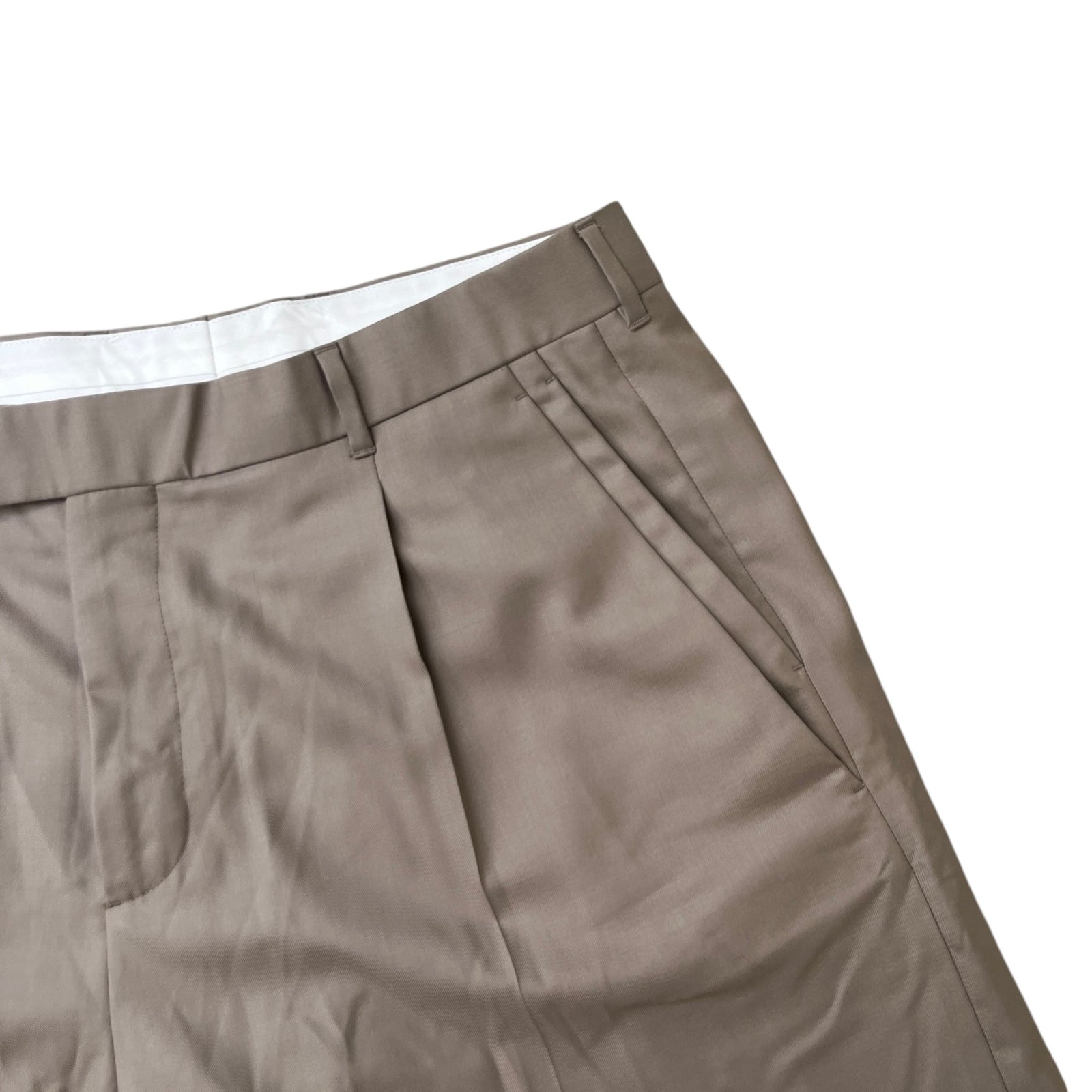 Men's Tapered Suit Shorts Beige Size XL / W36 - Photo 5