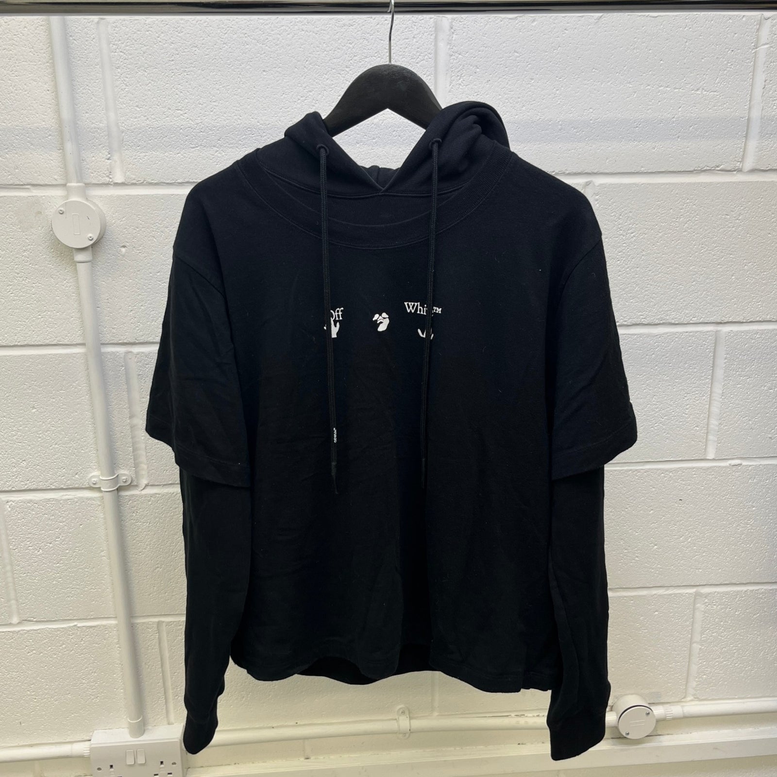 Men's Marker Arrows Layered Hoodie Black Size S - Photo 10