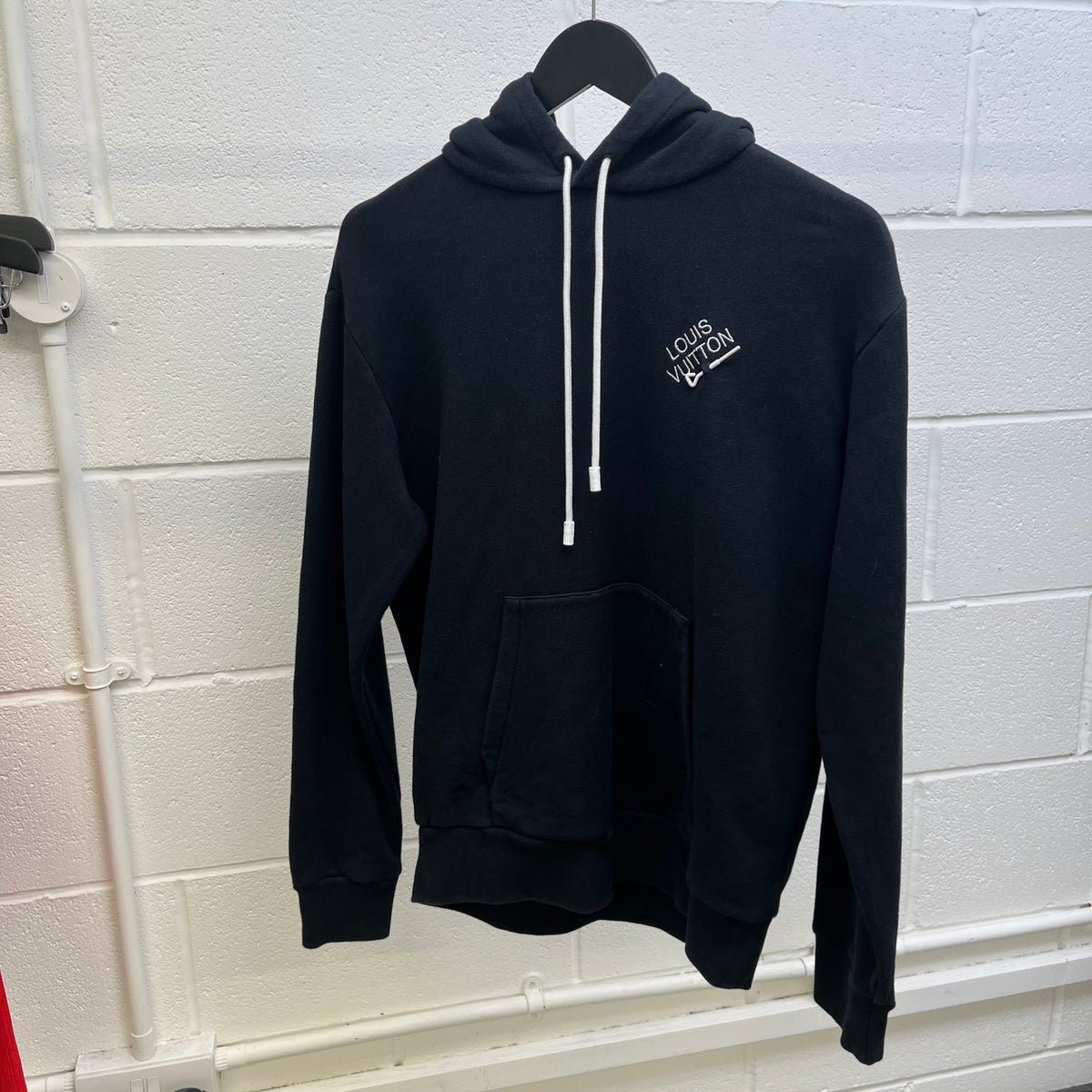Men's Embroidered Logo Hoodie Black Size S - Photo 7