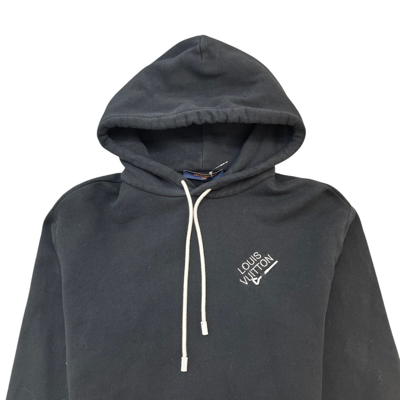 Men's Embroidered Logo Hoodie Black Size S